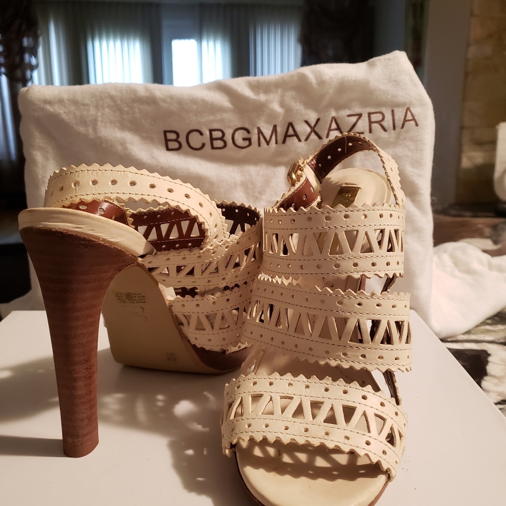BCBG designer Leather  high heels  sandals